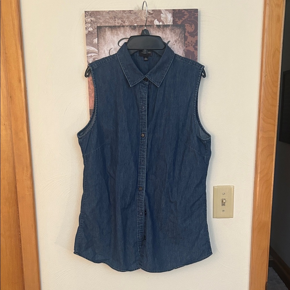 The Limited Denim Sleeveless Button-Up Top